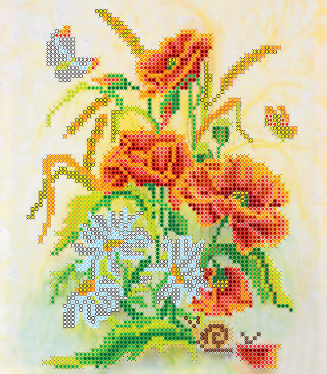 Canvas for bead embroidery "Bouquet" 6.9"x7.9" / 17.5x20.0 cm
