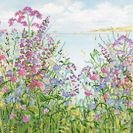 Canvas for bead embroidery "Meadow grasses" 11.8"x11.8" / 30.0x30.0 cm