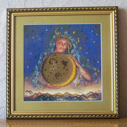Canvas for bead embroidery "Moon fairy" 7.9"x7.9" / 20.0x20.0 cm