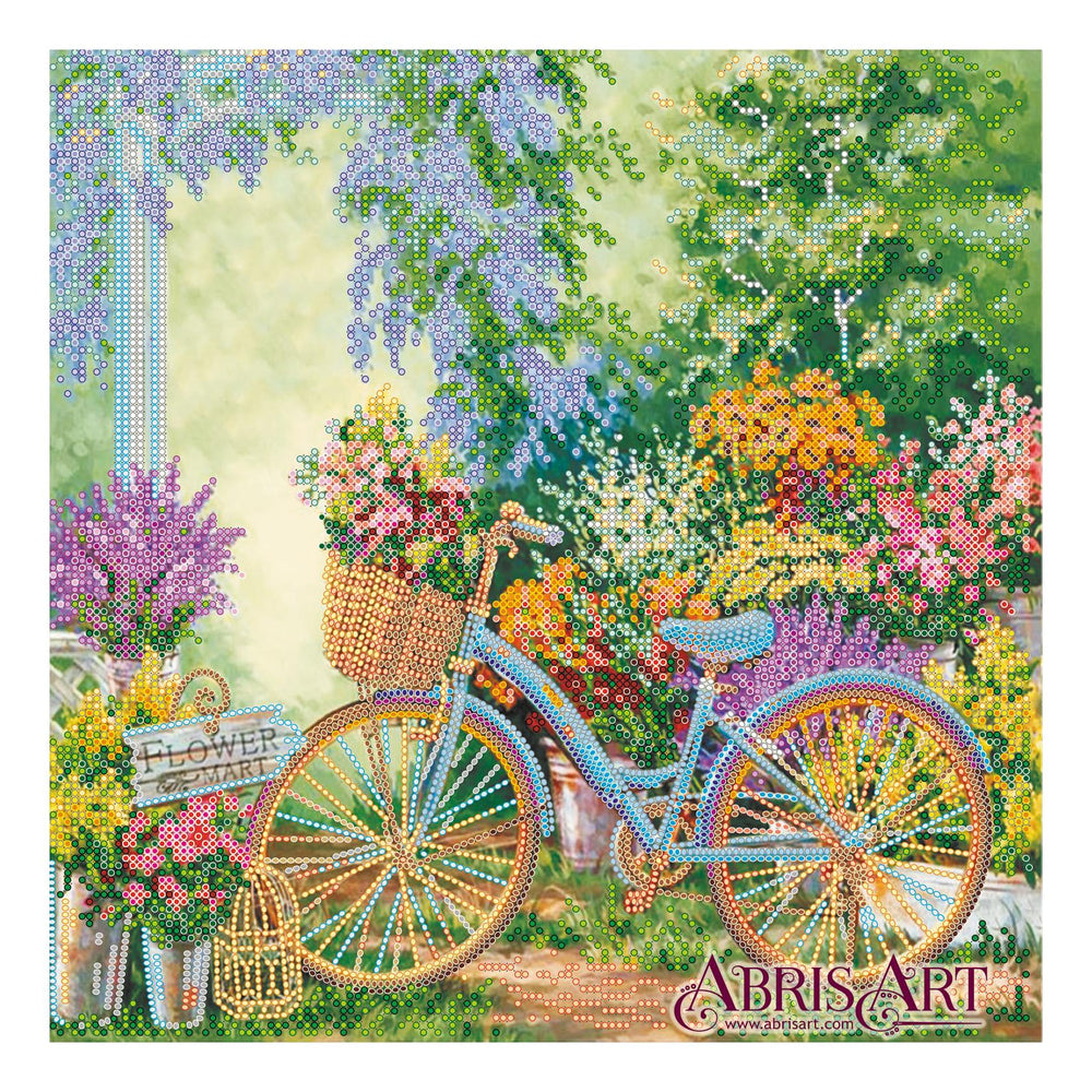 Canvas for bead embroidery "In the style of retro" 11.8"x11.8" / 30.0x30.0 cm