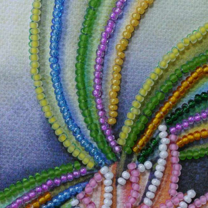 DIY Bead Embroidery Kit "Pink flamingos"  5.9"x5.9" / 15.0x15.0 cm