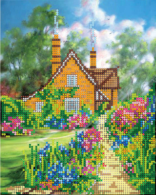 Canvas for bead embroidery "In the Countryside" 6.3"x7.9" / 16.0x20.0 cm