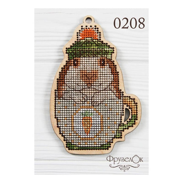 DIY Cross stitch kit on wood "Vitya" 3.1x4.7 in / 8.0x12.0 cm