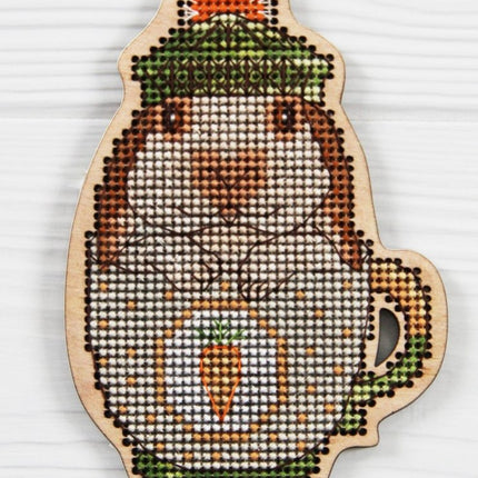 DIY Cross stitch kit on wood "Vitya" 3.1x4.7 in / 8.0x12.0 cm