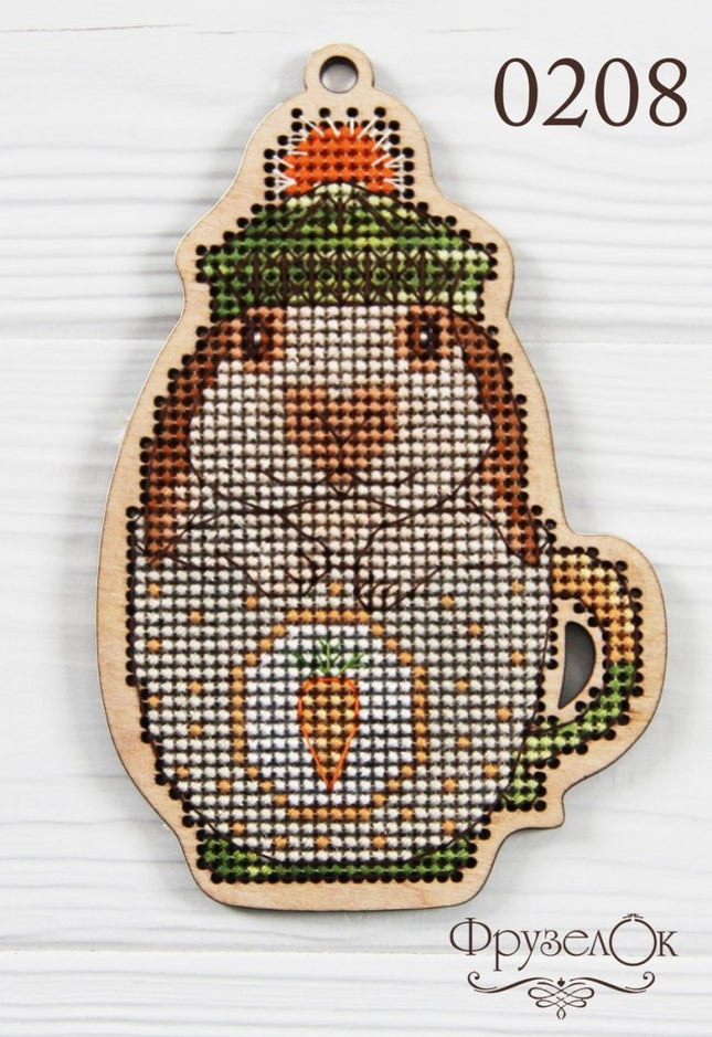 DIY Cross stitch kit on wood "Vitya" 3.1x4.7 in / 8.0x12.0 cm