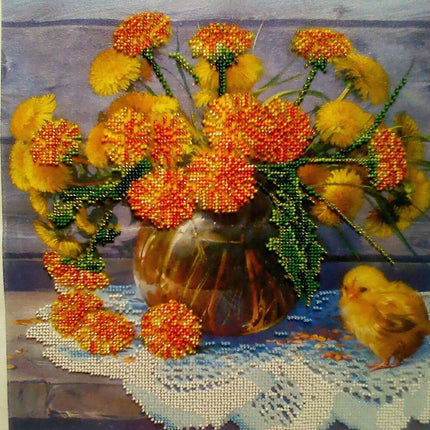 Canvas for bead embroidery "Golden Wonder" 11.8"x11.8" / 30.0x30.0 cm
