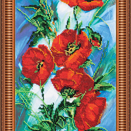DIY Bead Embroidery Kit "Poppy dawn" 7.9"x17.7" / 20.0x45.0 cm