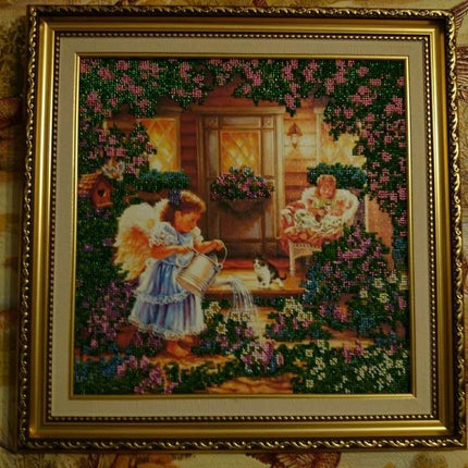 DIY Bead Embroidery Kit "Angels" 12.6"x12.6" / 32.0x32.0 cm