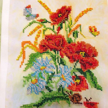 Canvas for bead embroidery "Bouquet" 6.9"x7.9" / 17.5x20.0 cm