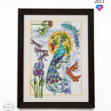 DIY Cross Stitch Kit "Peacock" 10.2x14.2 in / 26.0x36.0 cm