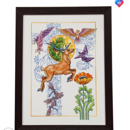 DIY Cross Stitch Kit "Deer" 9.6x14.2 in / 24.5x36.0 cm