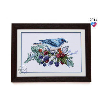 DIY Cross Stitch Kit "Blue Nightingale" 10.6x5.7 in / 27.0x14.5 cm