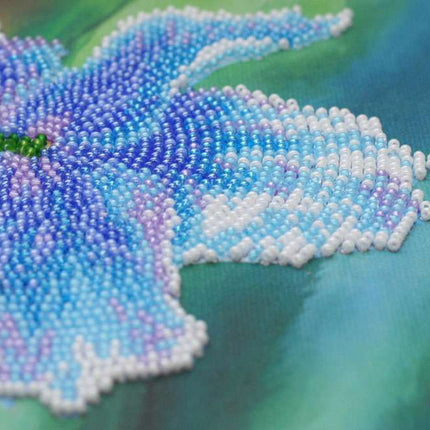 DIY Bead Embroidery Kit "Blue Poppies" 11.8"x11.8" / 30.0x30.0 cm