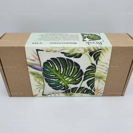 Needlepoint Pillow Kit "Monstera Leaves"