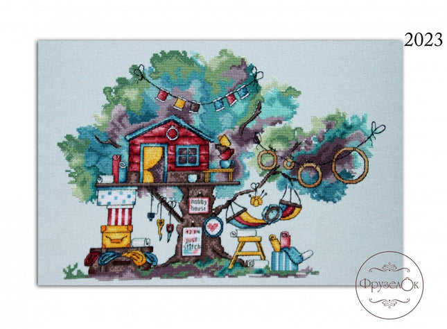 DIY Cross Stitch Kit "House of the needlewoman" 14.6x10.2 in / 37.0x26.0 cm
