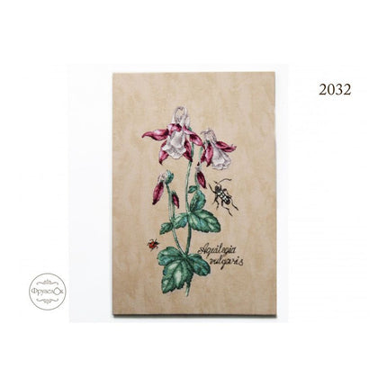 DIY Cross Stitch Kit "Aquilegia" 5.9x11.8 in / 15.0x30.0 cm