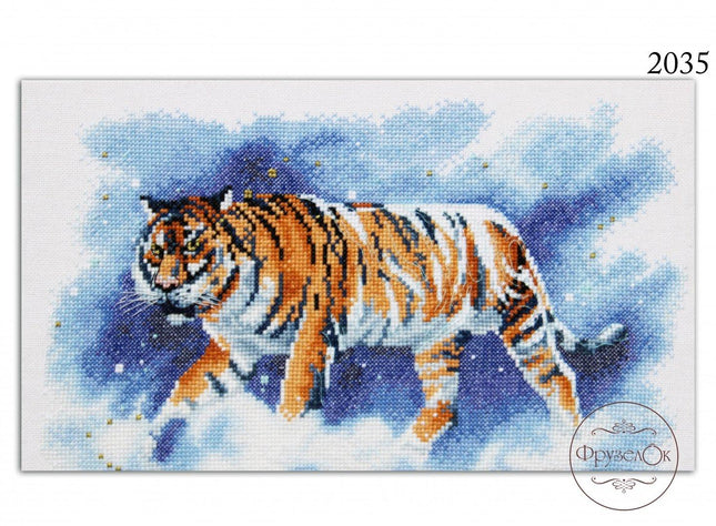 DIY Cross Stitch Kit "Tiger" 11.4x6.7 in / 29.0x17.0 cm