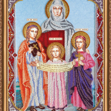 DIY Bead Embroidery Kit "St.Vera, Nadegda, Lubov and their Mother Sophia" 12.6"x17.7" / 32.0x45.0 cm