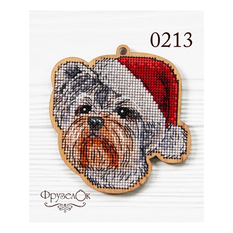DIY Cross stitch kit on wood "Marko" 3.7x3.9 in / 9.5x10.0 cm