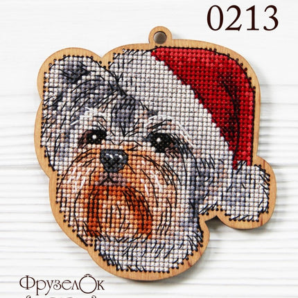 DIY Cross stitch kit on wood "Marko" 3.7x3.9 in / 9.5x10.0 cm