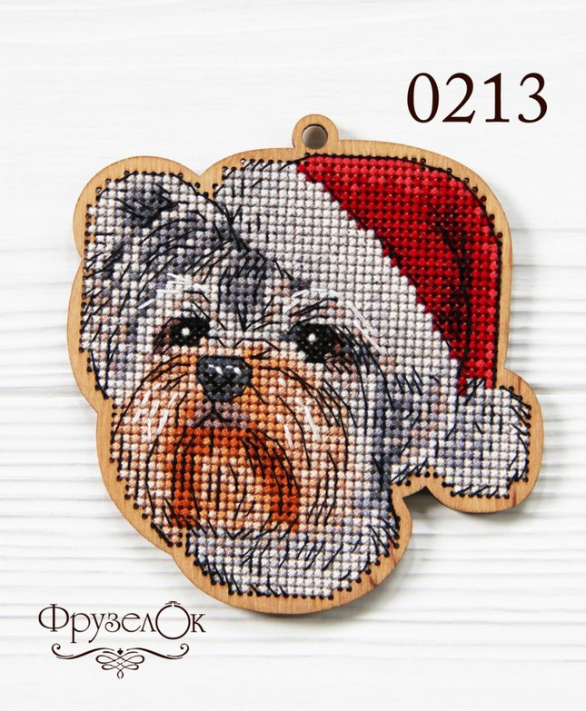 DIY Cross stitch kit on wood "Marko" 3.7x3.9 in / 9.5x10.0 cm