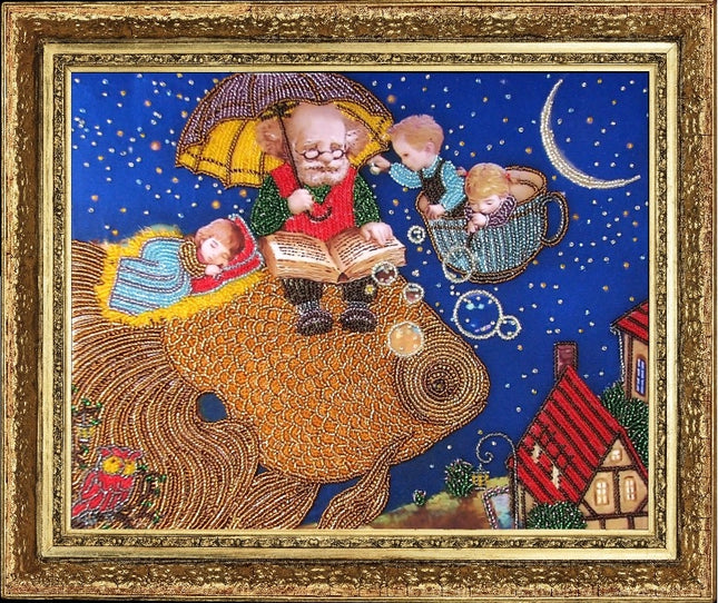 DIY Bead Embroidery Kit "Goldfish Fairy Tale" 9.8"x12.6" / 25.0x32.0 cm