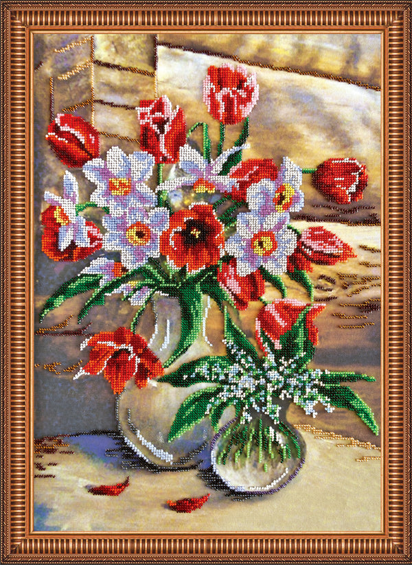 DIY Bead Embroidery Kit "Breath of Spring" 12.6"x17.7" / 32.0x45.0 cm