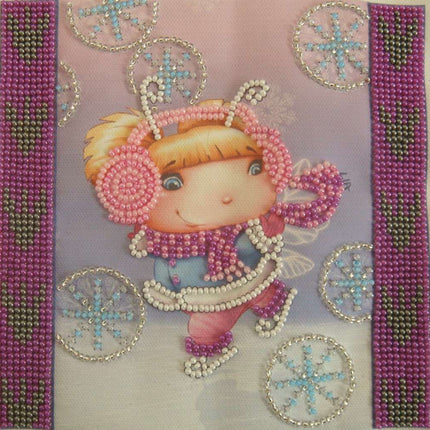 DIY Bead Embroidery Kit "Snow Angel"  5.9"x5.9" / 15.0x15.0 cm