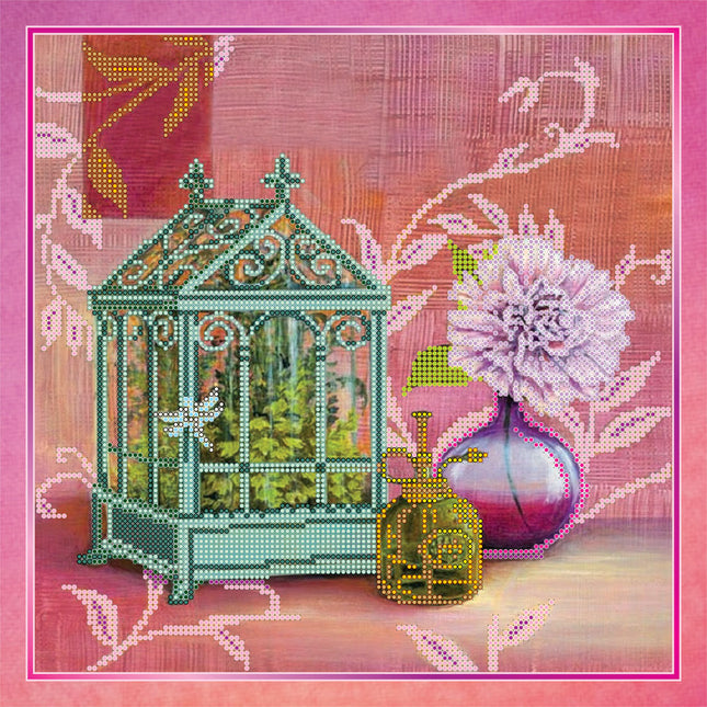 Canvas for bead embroidery "Fleur" 11.8"x11.8" / 30.0x30.0 cm