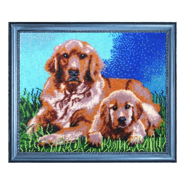 DIY Bead Embroidery Kit "Retrievers" 10.6"x13.0" / 27.0x33.0 cm