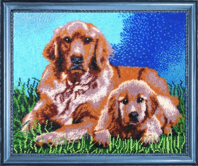 DIY Bead Embroidery Kit "Retrievers" 10.6"x13.0" / 27.0x33.0 cm