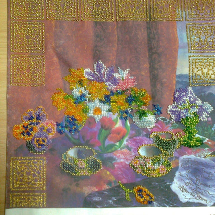 Canvas for bead embroidery "Oriental Still Life" 11.8"x11.8" / 30.0x30.0 cm