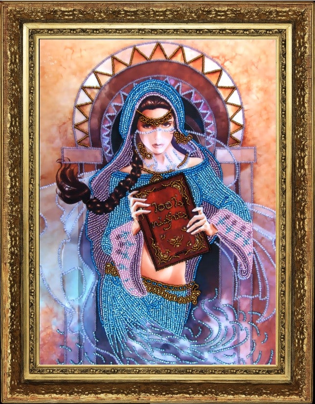 DIY Bead Embroidery Kit "Oriental Beauty" 13.0"x9.4" / 33.0x24.0 cm