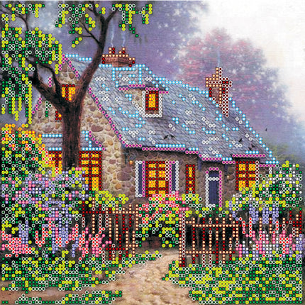Canvas for bead embroidery "Fairytale House" 7.9"x7.9" / 20.0x20.0 cm