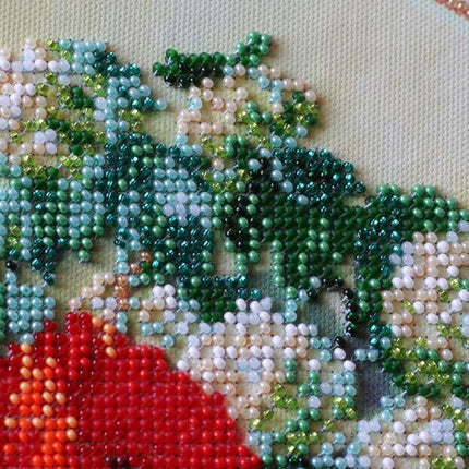 DIY Bead Embroidery Kit "Poppies and buldenezh" 12.2"x16.5" / 31.0x42.0 cm