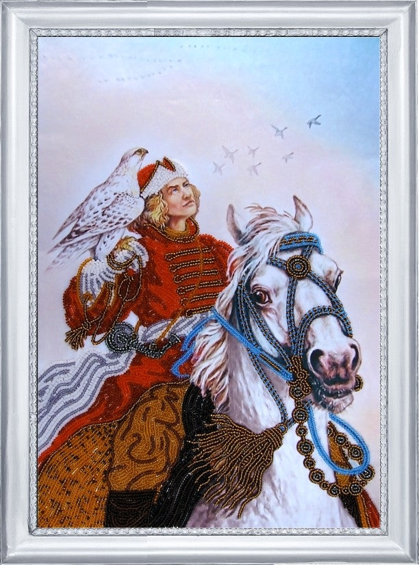 DIY Bead Embroidery Kit "Falcon Hunting" 14.2"x9.8" / 36.0x25.0 cm
