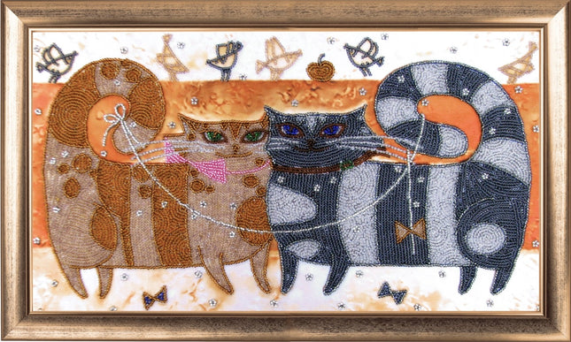 DIY Bead Embroidery Kit "Cats in Love" 8.3"x15.0" / 21.0x38.0 cm