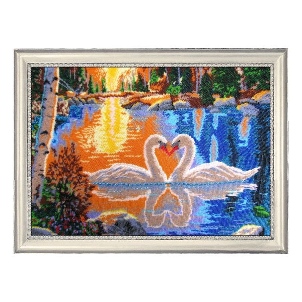 DIY Bead Embroidery Kit "Swans at the Sunset" 13.4"x19.3" / 34.0x49.0 cm