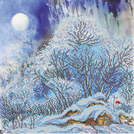 Canvas for bead embroidery "At the moon" 11.8"x11.8" / 30.0x30.0 cm