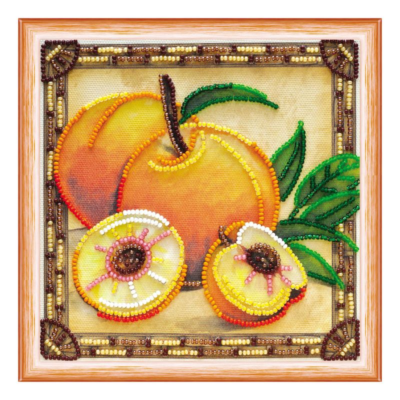DIY Bead Embroidery Kit "Sunny peaches"  5.9"x5.9" / 15.0x15.0 cm