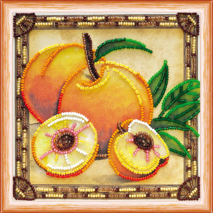 DIY Bead Embroidery Kit "Sunny peaches"  5.9"x5.9" / 15.0x15.0 cm