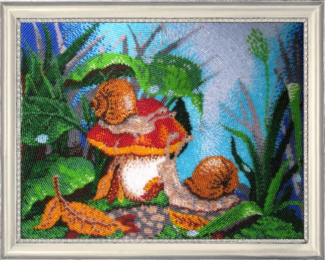 DIY Bead Embroidery Kit "Snails" 9.8"x13.0" / 25.0x33.0 cm