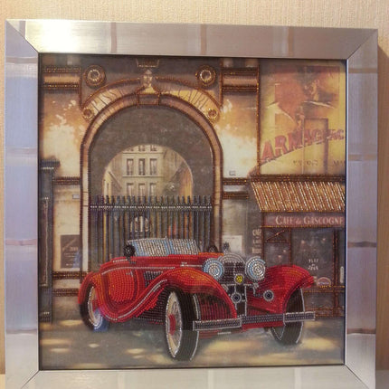 DIY Bead Embroidery Kit "Auto Retro – 1" 11.8"x11.8" / 30.0x30.0 cm