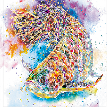 Canvas for bead embroidery "Good luck fish" 7.9"x7.9" / 20.0x20.0 cm