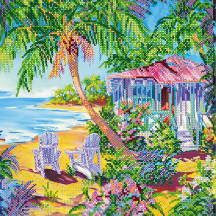 Canvas for bead embroidery "Tropical paradise" 11.8"x11.8" / 30.0x30.0 cm