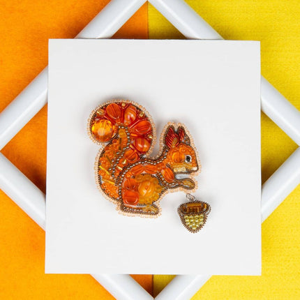Beadwork kit for creating broоch "Squirrel"
