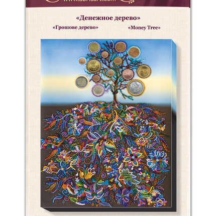 DIY Bead Embroidery Kit "Money Tree" 12.2"x16.5" / 31.0x42.0 cm