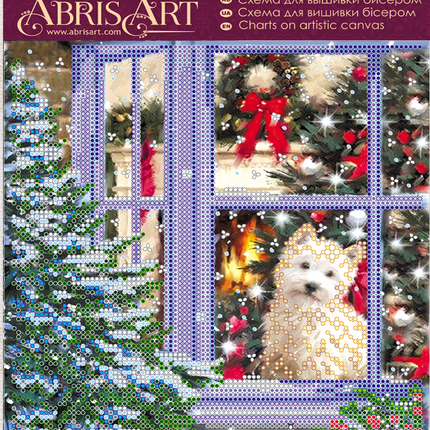 Canvas for bead embroidery "Crismas stori" 7.9"x7.9" / 20.0x20.0 cm