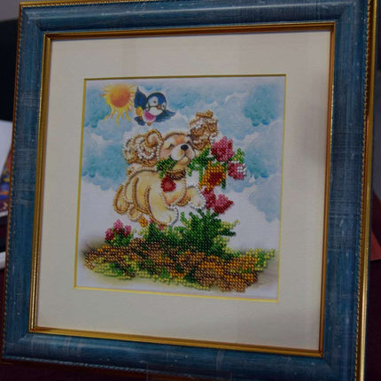 DIY Bead Embroidery Kit "In to the happiness"  5.9"x5.9" / 15.0x15.0 cm