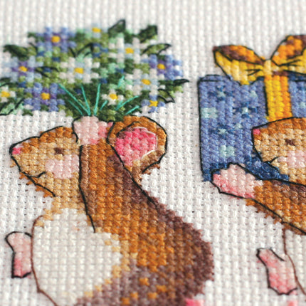 DIY Cross Stitch Kit "We are in a hurry to greet" 11.8"x7.9"